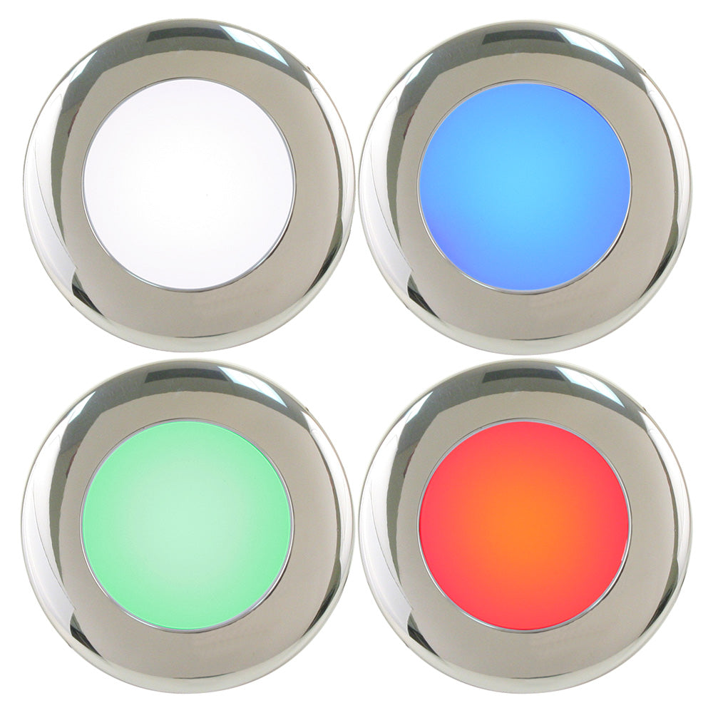 Foco empotrable Scandvik A2.5 de 4 colores con marco de acero inoxidable - 8-30 V [41416P]