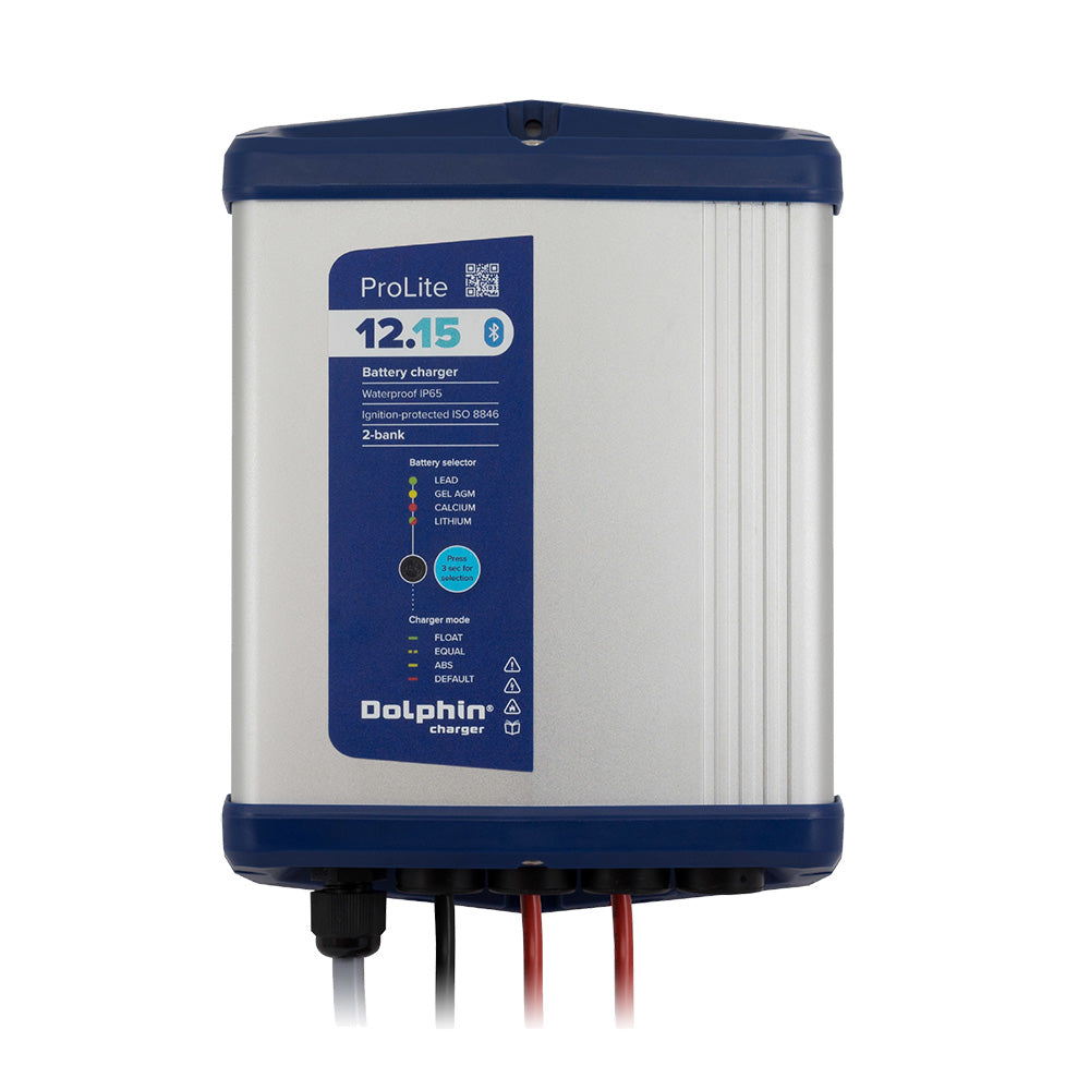 Cargador de batería Dolphin serie PROLITE - 12 V, 15 A, 110 V CA - 2 salidas [99215]