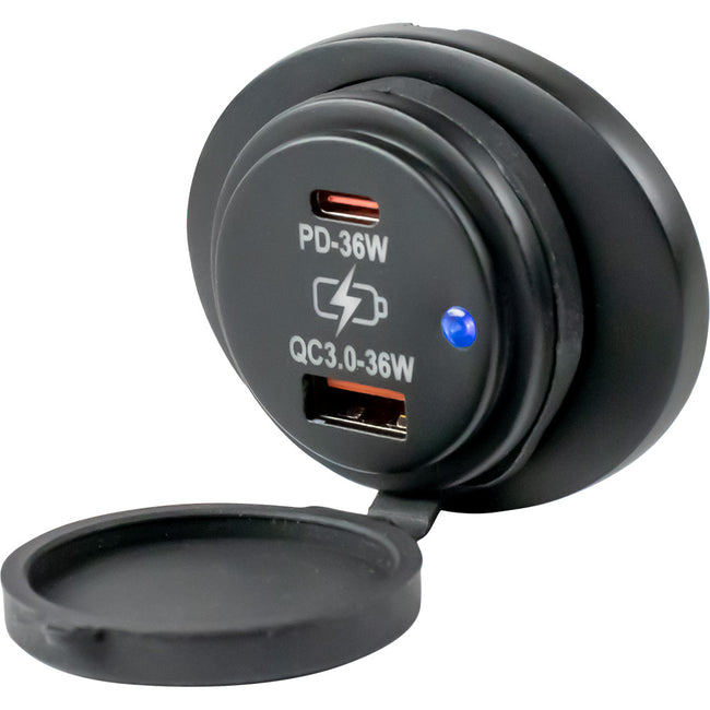 Toma de corriente USB 3.0 USB-C de montaje en superficie ovalada Sea-Dog [426535-1]