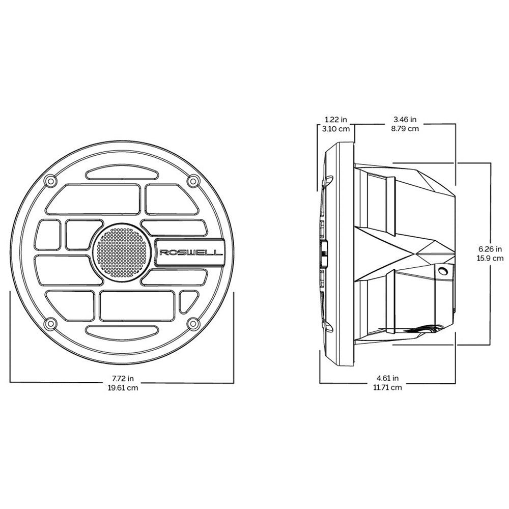 Altavoces marinos Roswell Serie R 7.7 - Rejilla antracita - 80 W RMS, 160 W de potencia máxima [C920-1912]