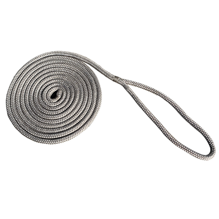 Cuerda de muelle New England Rope de nailon trenzado doble de 1,6 cm x 6,35 cm, gris [5058-20-00025]