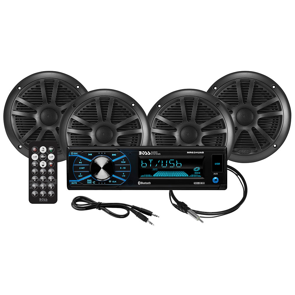 Kit Boss Audio MCBK634B.64 con MR634UAB, 4 altavoces MR6B y antena MRANT10 [MCBK634B.64]