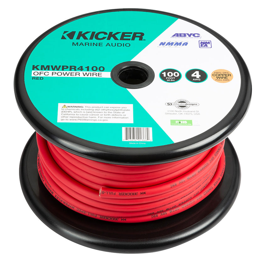 Cable de alimentación KICKER KMWPR4100 de 30,5 m, calibre 4 AWG, rojo [47KMWPR4100]