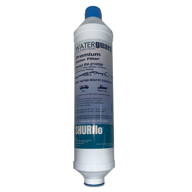Filtro en línea Shurflo de Pentair City Water con extremos para manguera de jardín [RV-210GH-A]