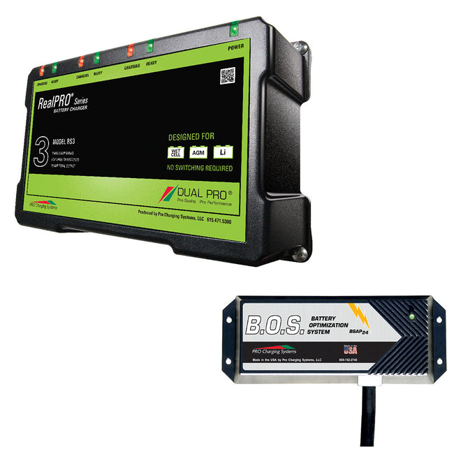 Cargador de batería Dual Pro RS3 de 3 bancos con BOS de 2 bancos [RS3/BOS12V2]