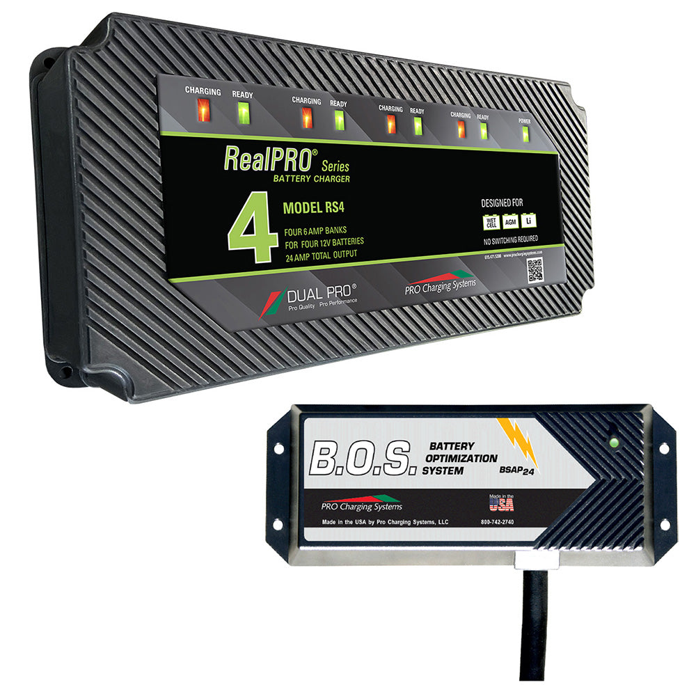 Cargador de batería Dual Pro RS4 de 4 bancos con BOS de 3 bancos [RS4/BOS12V3]