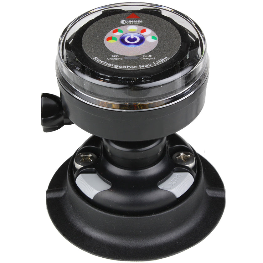 Luz de navegación portátil recargable tricolor Lunasea con soporte RailBlaza Quikport - Negra [LLB-72BK-UB-01]