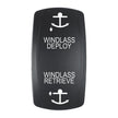 Actuador Pacer - Interruptores Contura serie f/V 'WINDLASS DPLY/RTRV' - Negro - Grabado láser (luz superior/inferior) [EV2LE-WND]