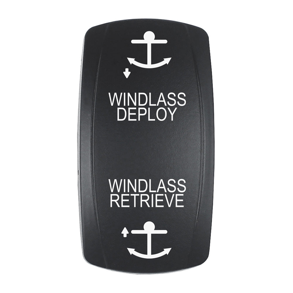 Actuador Pacer - Interruptores Contura serie f/V 'WINDLASS DPLY/RTRV' - Negro - Grabado láser (luz superior/inferior) [EV2LE-WND]