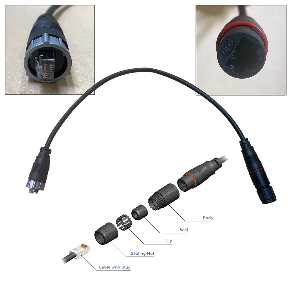 Cable Furuno RJ45 a HUB102 de 0,5 m, adaptador RJ45 (M) a RJ45 impermeable [WRJ-ADP-05M]