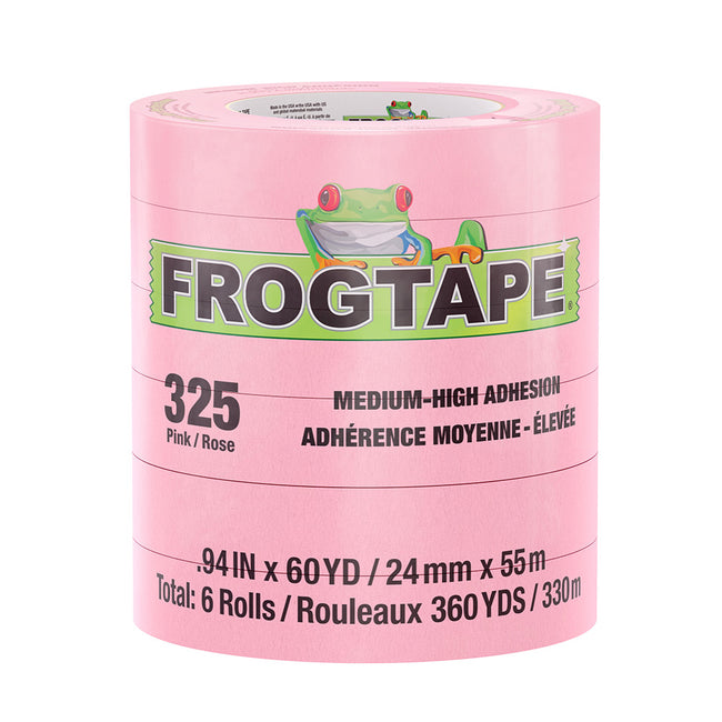 Cinta de enmascarar FrogTape CP 325 de adhesión media-alta - 24 mm x 55 m x 12 unidades - Rosa - Clasificación f/325F [105333]