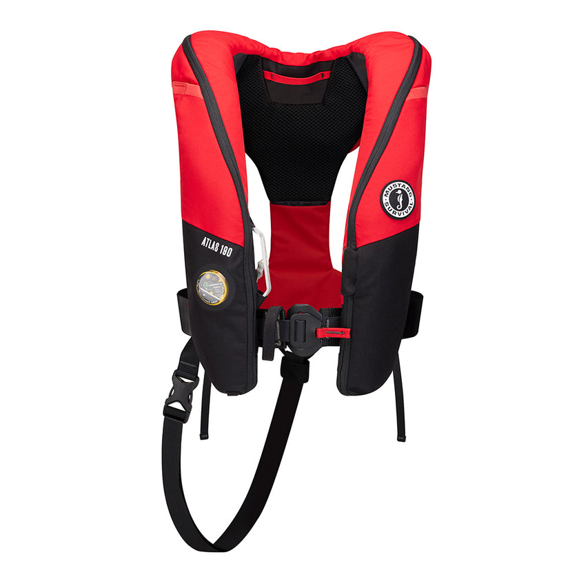 Chaleco salvavidas inflable Mustang Atlas 190 DLX para mar abierto - Rojo/Negro [MD3195E1-123-0]