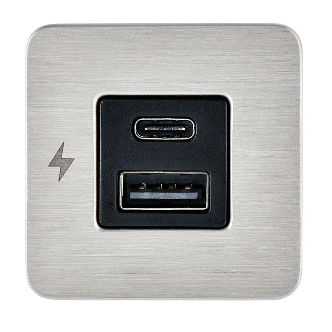 Toma de carga interior Scanstrut TILE USB-A/USB-C - 12/24 V - Bisel de acero inoxidable [SC-TILE-11]