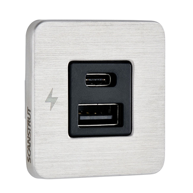 Toma de carga interior Scanstrut TILE USB-A/USB-C - 12/24 V - Bisel de acero inoxidable [SC-TILE-11]