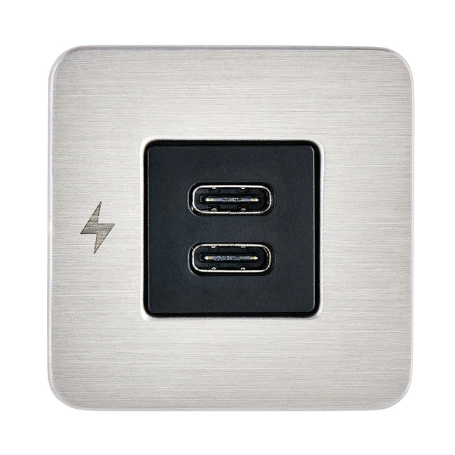 Toma de carga interior USB-C Scanstrut TILE - 12/24 V - Bisel de acero inoxidable [SC-TILE-21]