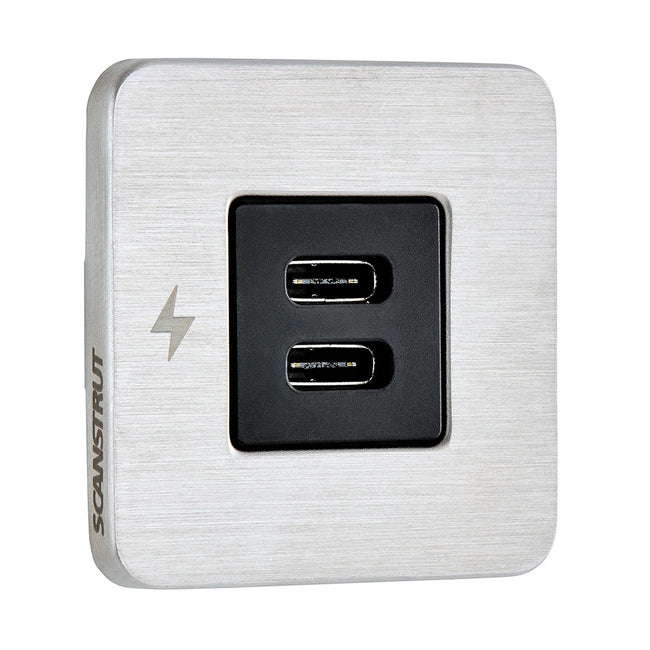 Toma de carga interior USB-C Scanstrut TILE - 12/24 V - Bisel de acero inoxidable [SC-TILE-21]