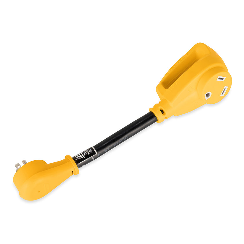 Adaptador Camco Power Grip Dogbone de 15 A macho a 30 A hembra - 12