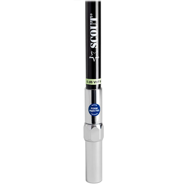 Scout 8' QuickFit Black VHF Antenna w/5M Cable + FME Quick 6 Foam Filled 6db Solid Brass  Copper Element [PF AN NVHF00042T]