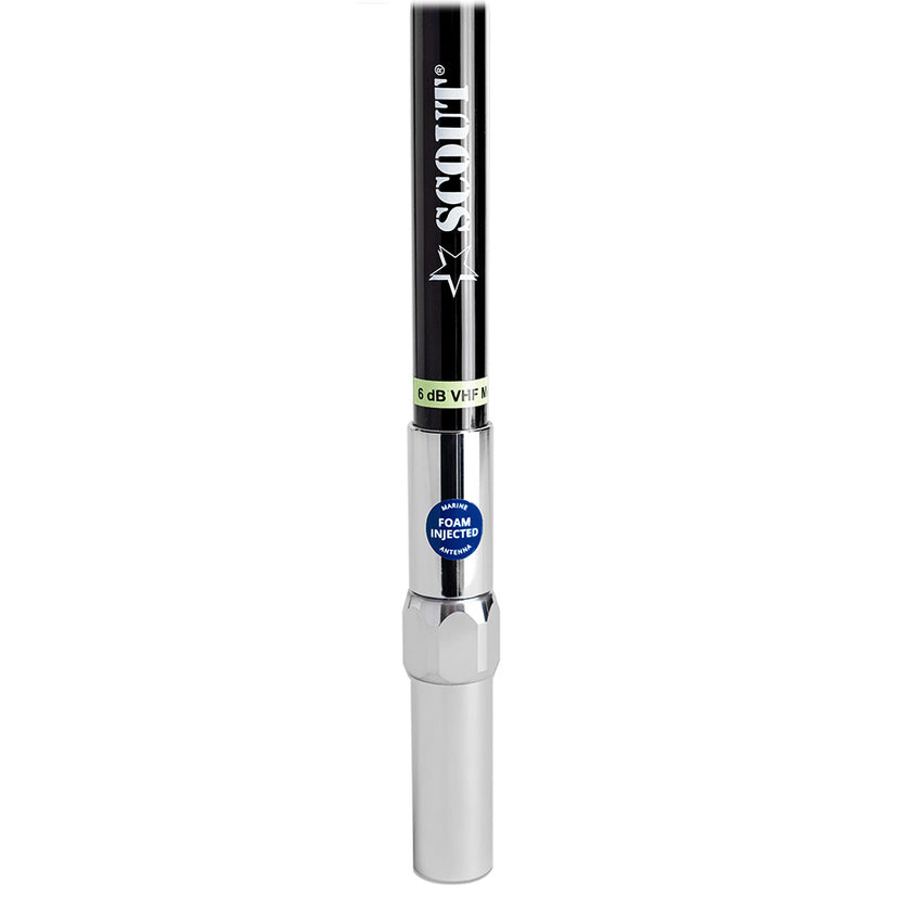 Scout 8' QuickFit Black VHF Antenna w/5M Cable + FME Quick 6 Foam Filled 6db Solid Brass  Copper Element [PF AN NVHF00042T]