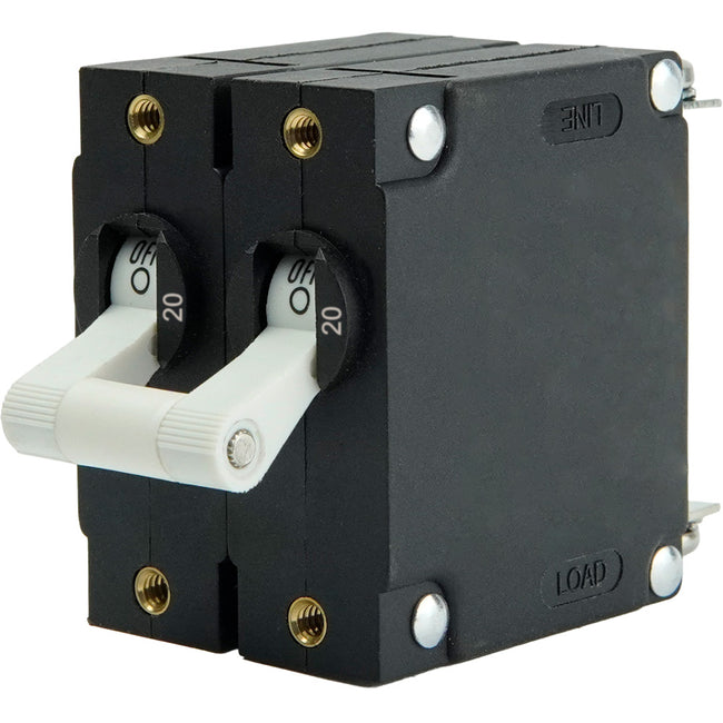 Egis A Series White Toggle Panel Mount Circuit Breaker - Dual Pole 20A [3202-20]