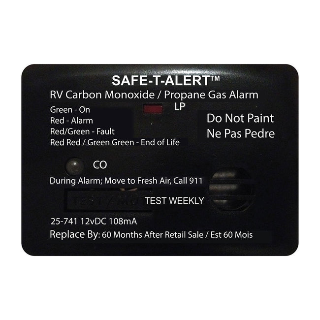 Safe-T-Alert 25 Series Surface Mount Dual Carbon Monoxide/Propane Alarm - 12V Hardwire - Black [25-741-BL]