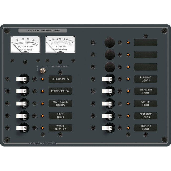 Panel de interruptores de circuito de palanca Blue Sea 8068 DC de 13 posiciones - Interruptores blancos [8068]
