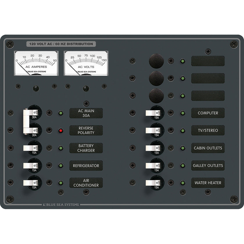 Panel de interruptores de palanca Blue Sea 8076 AC Main +11 posiciones - Interruptores blancos [8076]