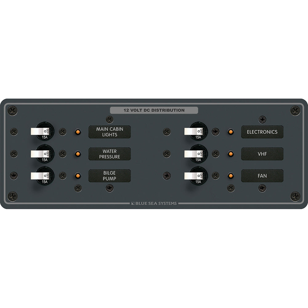 Panel de interruptores de circuito de derivación de palanca de 6 posiciones CC Blue Sea 8096 - Interruptores blancos [8096]
