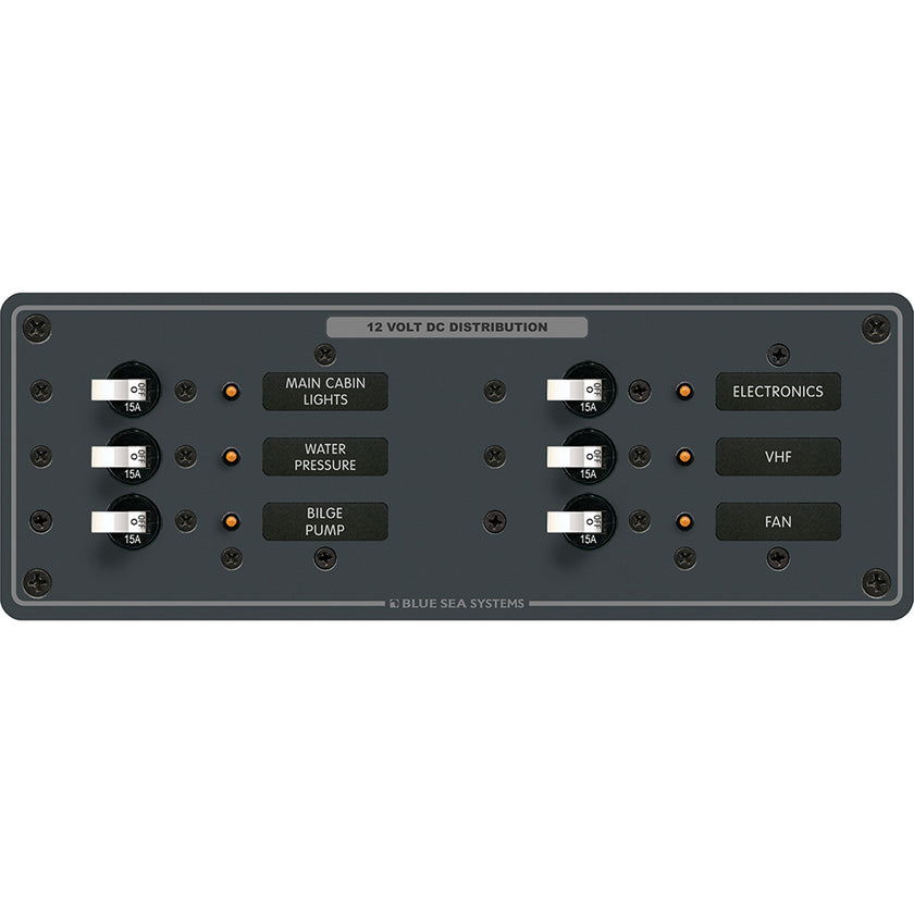 Panel de interruptores de circuito de derivación de palanca de 6 posiciones CC Blue Sea 8096 - Interruptores blancos [8096]