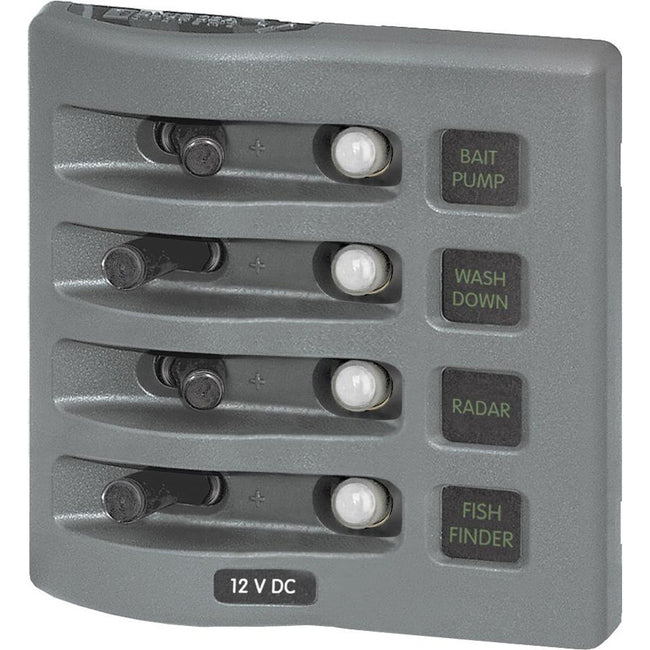 Panel de interruptores automáticos resistente al agua Blue Sea 4374 WeatherDeck - 4 posiciones - Gris [4374]