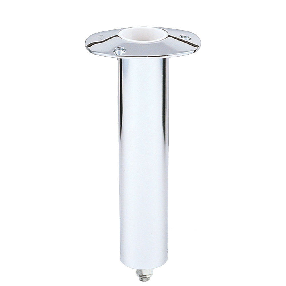 Portacañas empotrado con base giratoria de acero inoxidable de 0 grados de Lee - Tubo extralargo de 2,25
