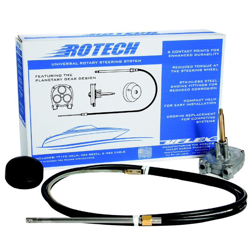 Kit de dirección rotativa UFlex Rotech de 20 pies: cable, bisel y timón [ROTECH20FC]