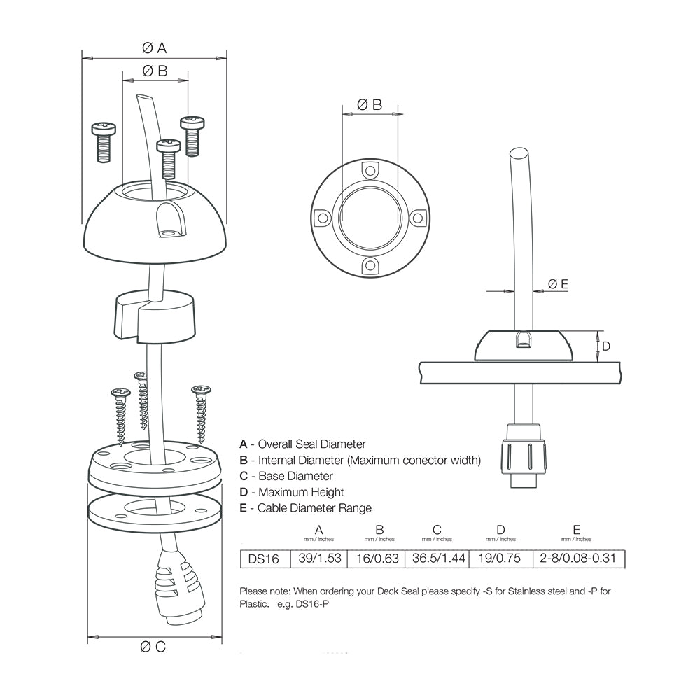 Sello de cable vertical Scanstrut DS16-S - Acero inoxidable [DS16-S]