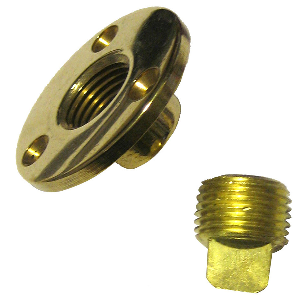 Conjunto de desagüe y tapón de drenaje Perko para armario de garaje, bronce fundido/latón. Fabricado en EE. UU. [0714DP1PLB]