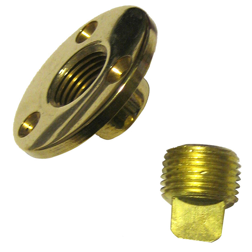 Conjunto de desagüe y tapón de drenaje Perko para armario de garaje, bronce fundido/latón. Fabricado en EE. UU. [0714DP1PLB]