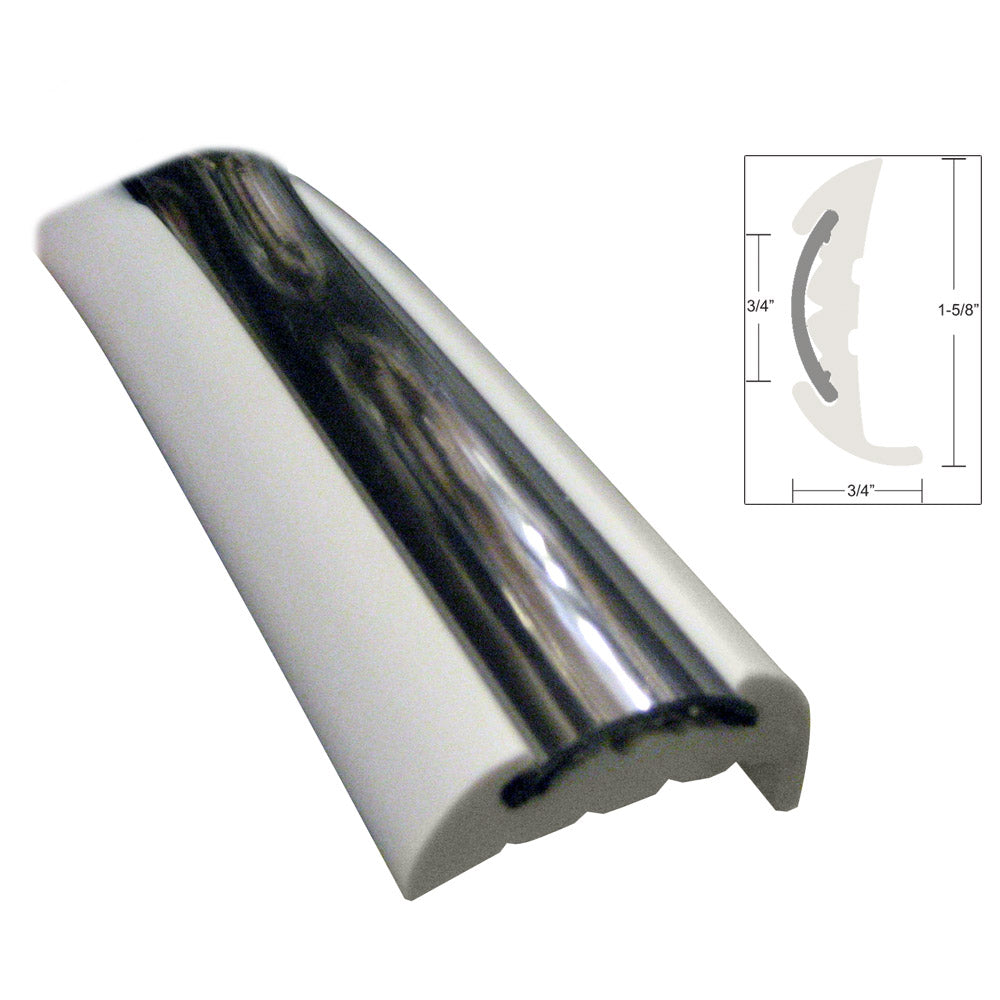 Kit de riel de protección semirrígido TACO - Blanco con inserto cromado flexible - 70' [V11-9811WCM70-2]
