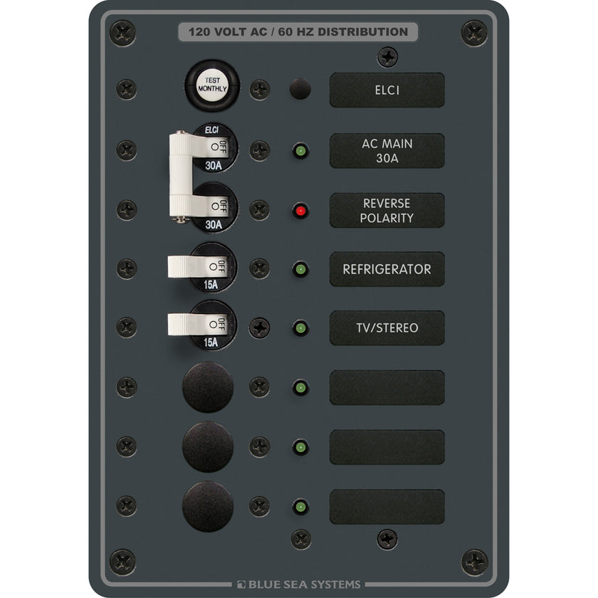 Panel de interruptor diferencial Blue Sea 8101 ELCI de 5 posiciones para CA [8101]