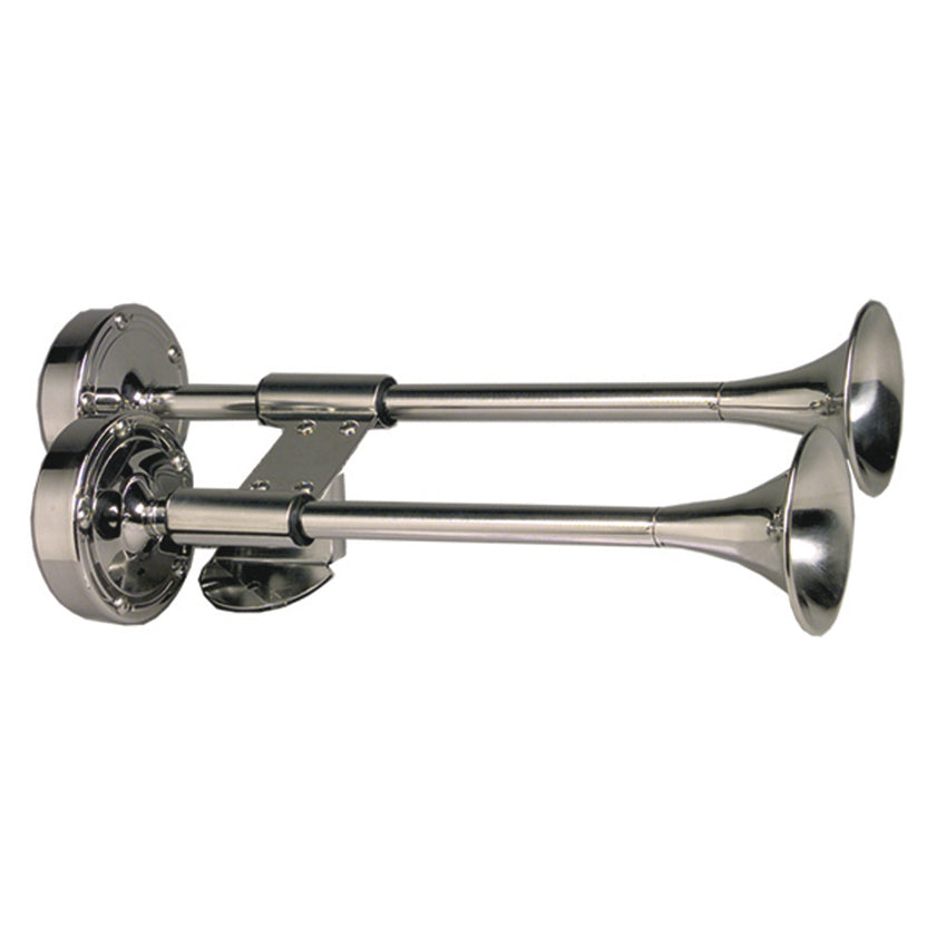 Bocina doble Schmitt Marine Deluxe, totalmente de acero inoxidable, de 12 V [10012]