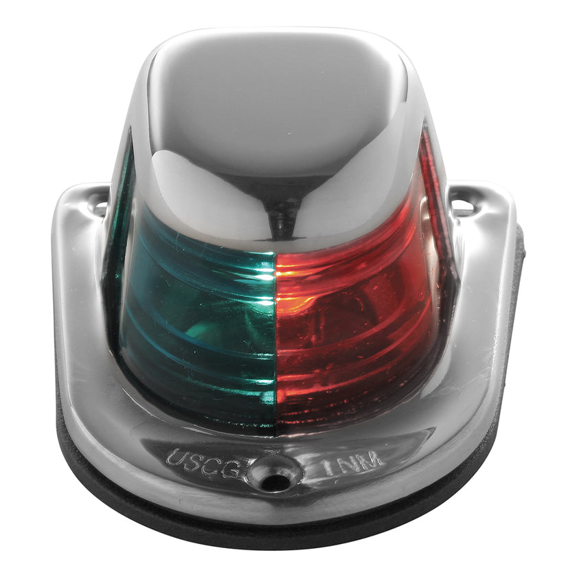 Luz lateral Attwood de 1 milla para montaje en cubierta, bicolor rojo/verde, 12 V, carcasa de acero inoxidable [66318-7]