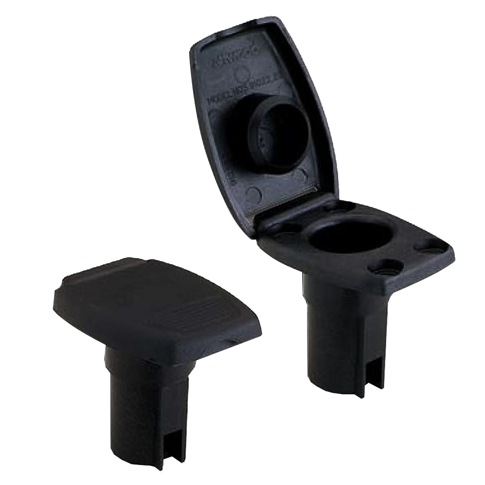 Base ovalada Attwood de 2 clavijas para poste en ángulo - Negra [91022-7]