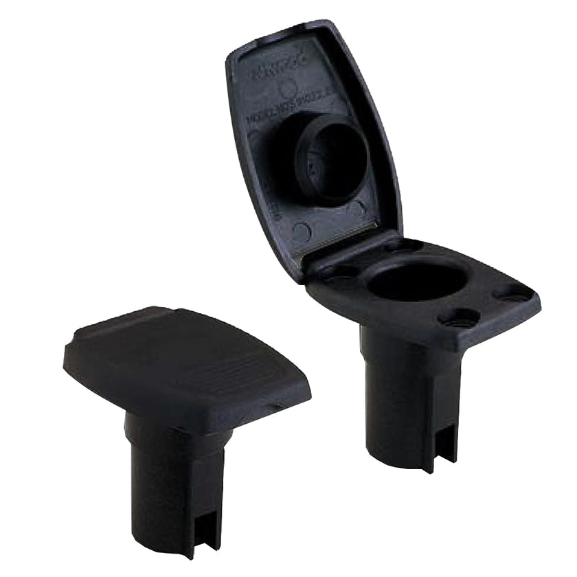 Base ovalada Attwood de 2 clavijas para poste en ángulo - Negra [91022-7]