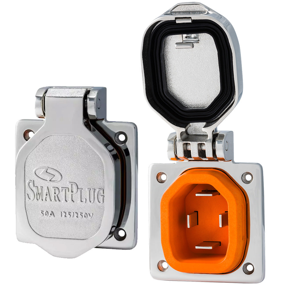 Enchufe inteligente de 50 amperios con entrada macho y tapa - Acero inoxidable [BM50S]