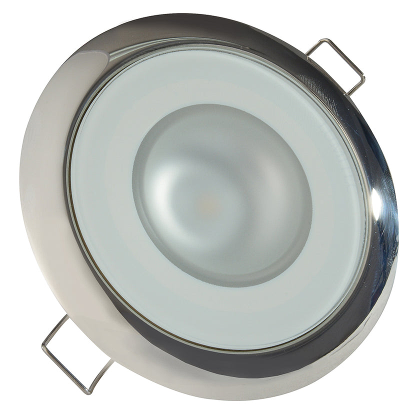 Lumitec Mirage - Lámpara empotrada - Acabado de vidrio/bisel de acero inoxidable pulido - Atenuación de luz blanca cálida [113119]