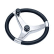 Volante Schmitt Marine Evo Pro 316 de acero inoxidable fundido con perilla de control - Diámetro de 13,5