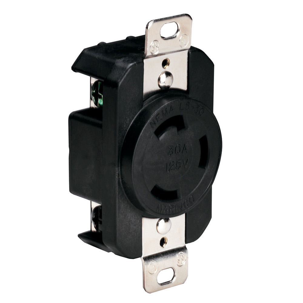 Receptáculo con cerradura Marinco 305CRRB de 125 V y 30 A, color negro [305CRRB]