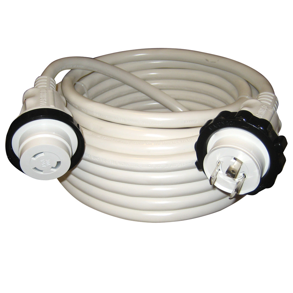 Cable de conexión estándar moldeado Marinco de 30 A y 125 V, blanco, 15,24 m [199120]