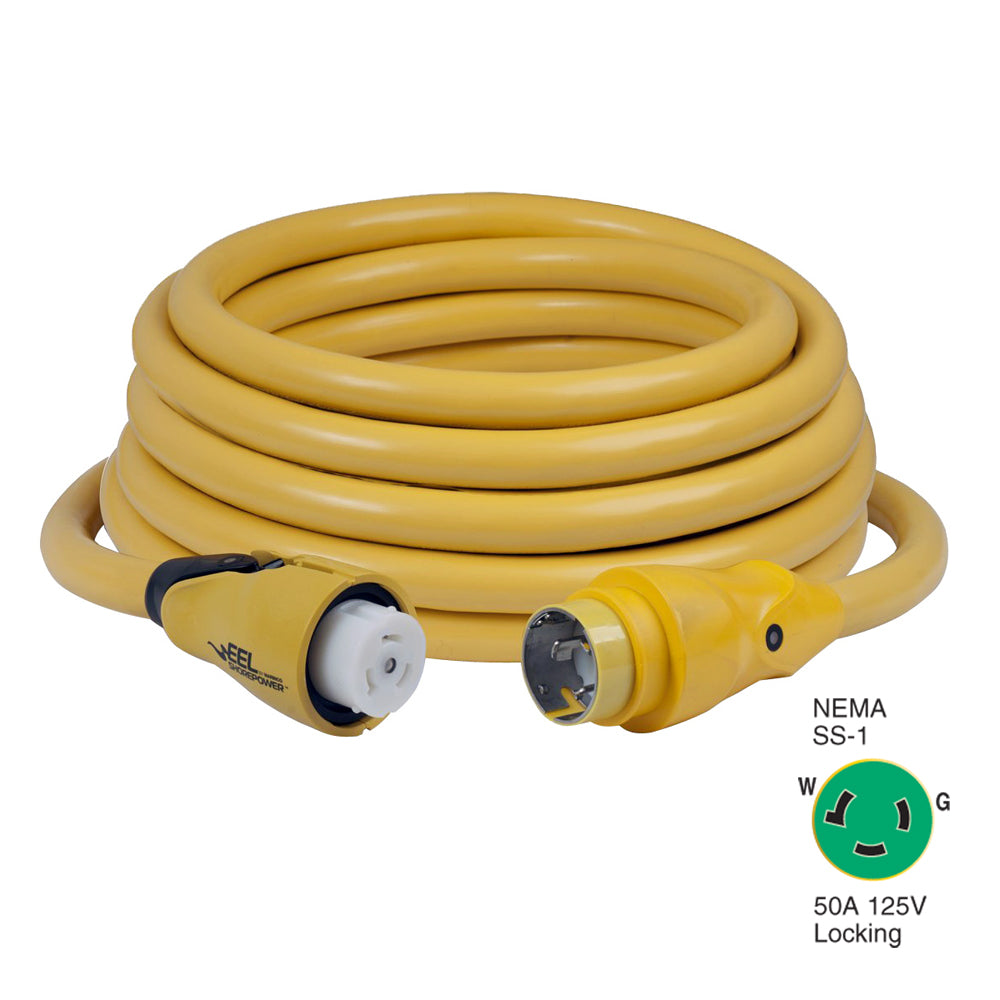 Cable de alimentación de tierra Marinco CS503-50 EEL de 50 A y 125 V - 15,2 m - Amarillo [CS503-50]