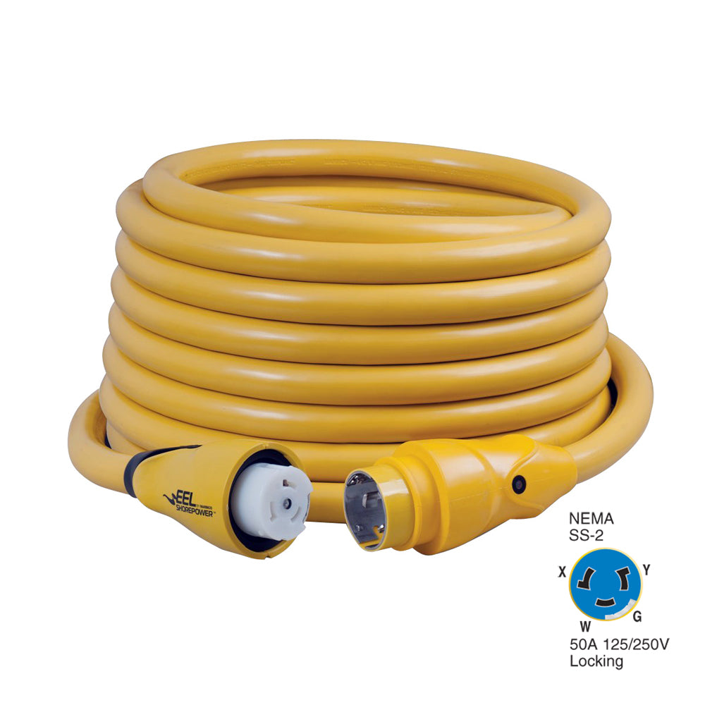 Cable de alimentación de tierra Marinco CS504-50 EEL de 50 A, 125 V/250 V, 15,2 m, amarillo [CS504-50]
