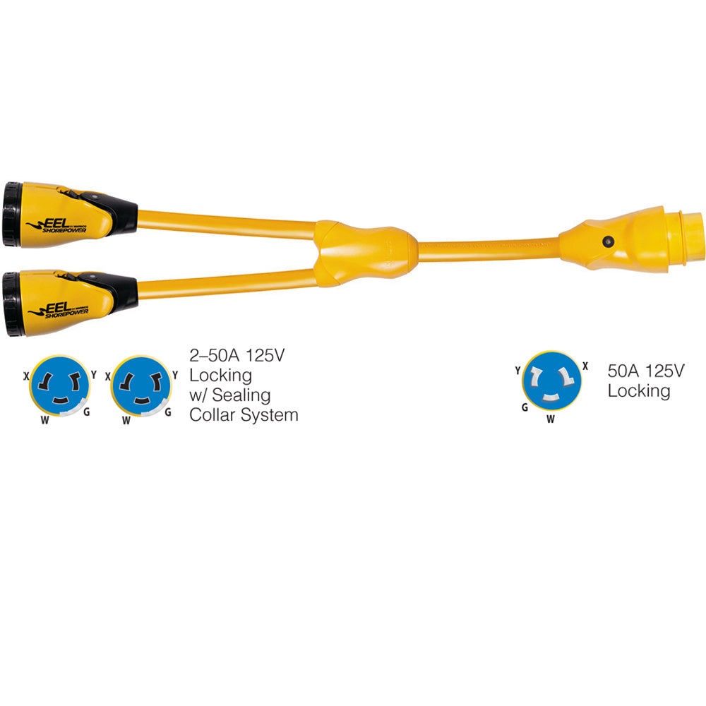 Marinco Y504-2-504 EEL (2)50A-125/250V Female to (1)50A-125/250V Male 