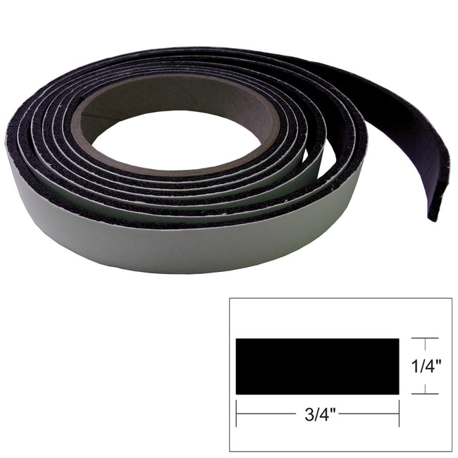 Cinta para trampilla TACO - 2,4 m de largo x 0,6 cm de alto x 0,6 cm de ancho - Negra [V30-0748B8-2]